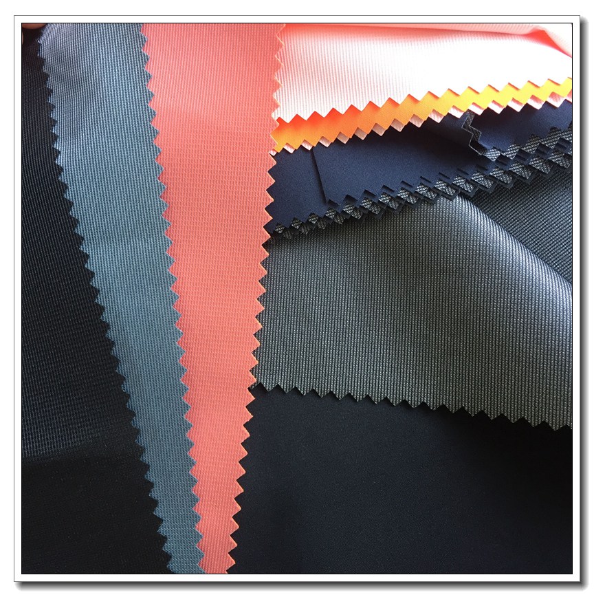 Three layer polyester pongee+tpu+knitted bonding fabric 1910216 